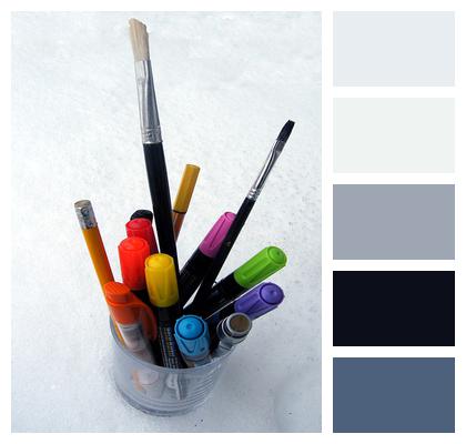 Paint Brush To Dye Pencils Image